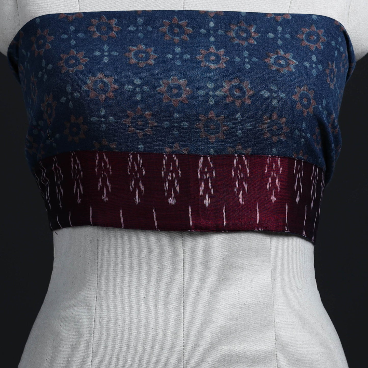 Blue - woollen akola blouse piece 25 - handcrafted