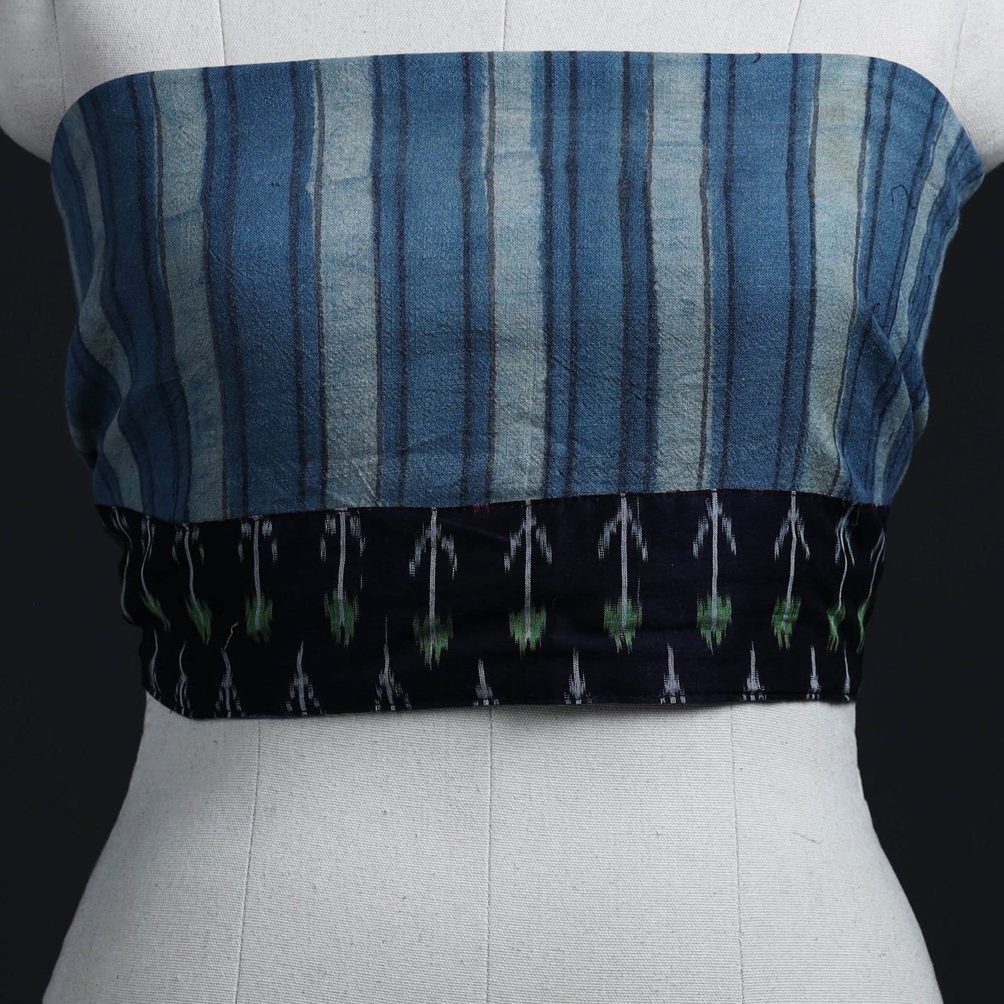 Blue - woollen akola blouse piece 29 - handcrafted