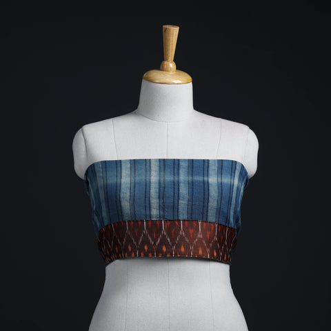 Buy Blue Block Print Woollen Akola Blouse Piece 