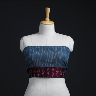 Buy Blue Block Print Woollen Akola Blouse Piece 