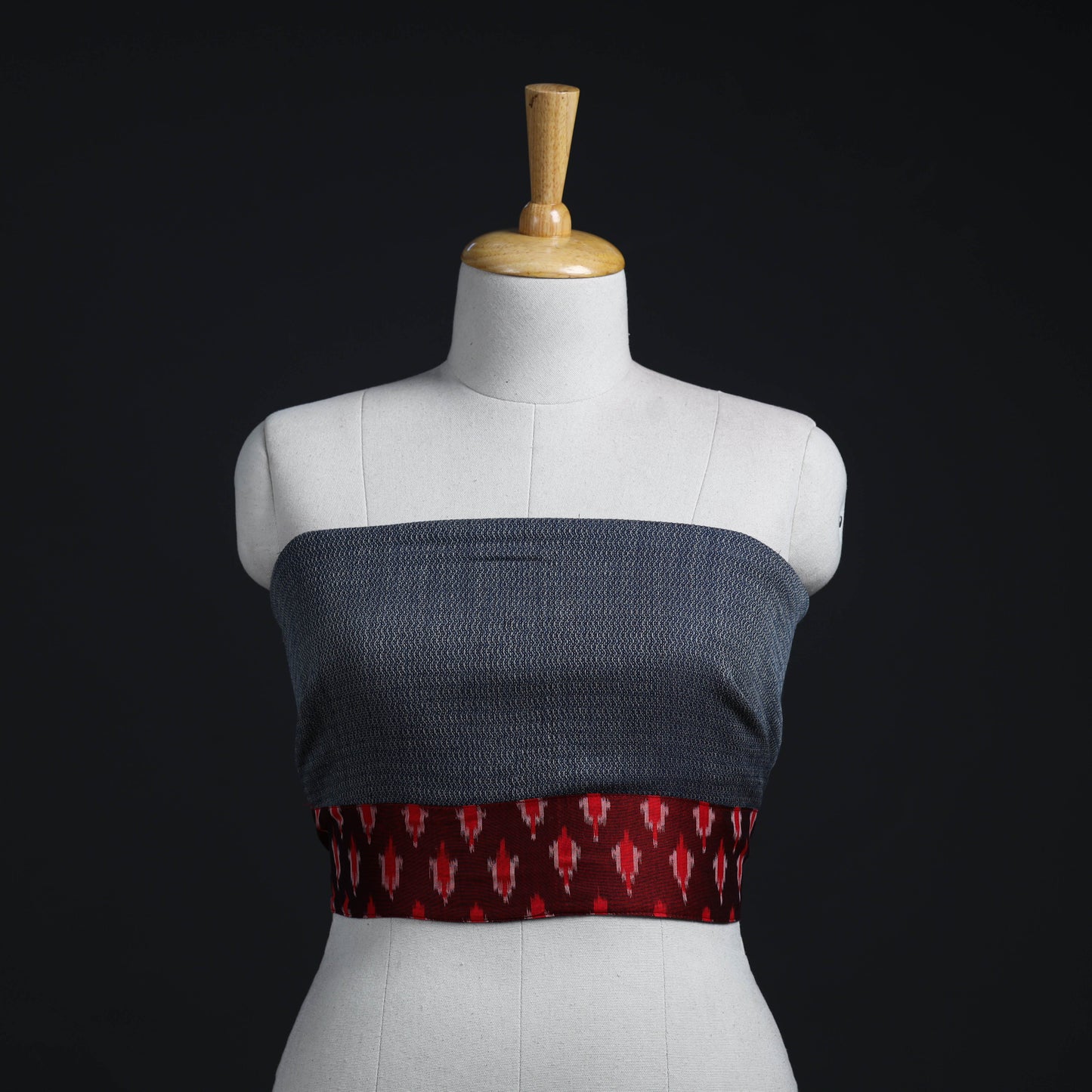 Blue - woollen plain blouse piece 07 - handcrafted