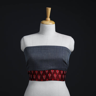 Blue - woollen plain blouse piece 07 - handcrafted