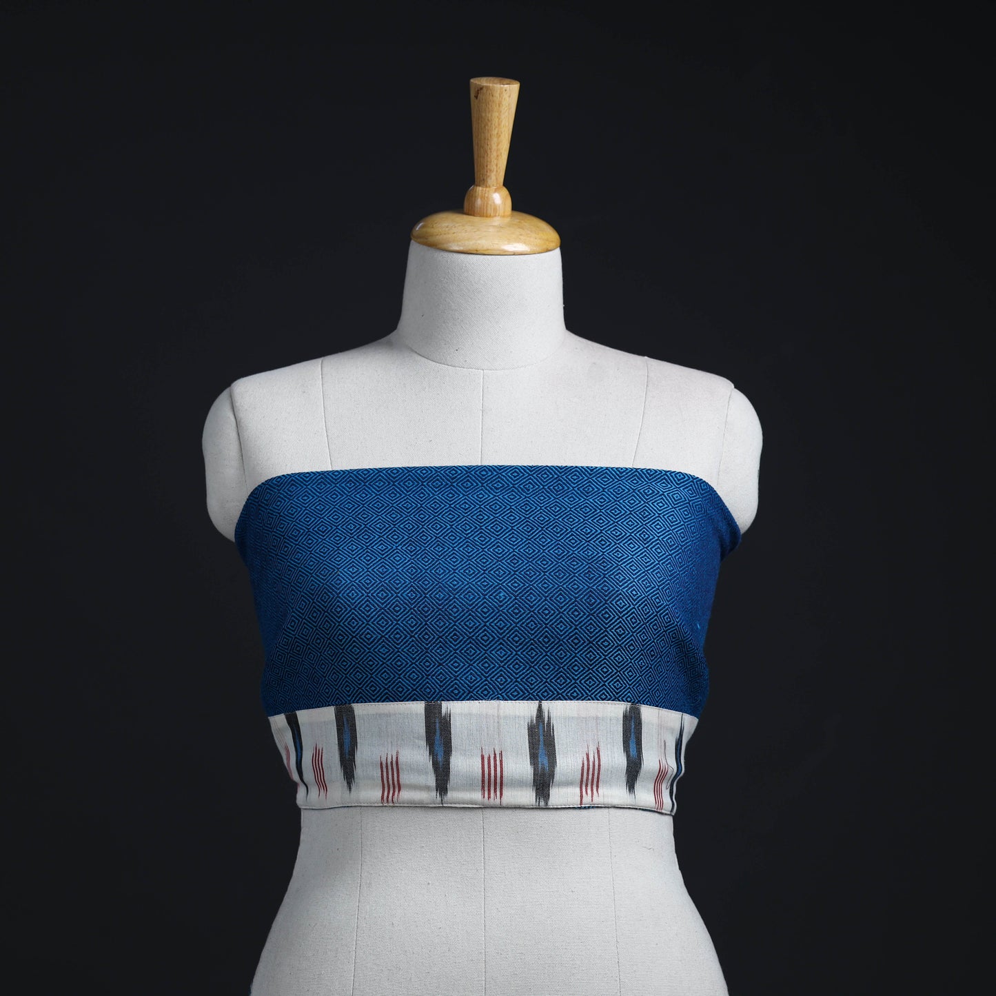 Blue - woollen plain blouse piece 20 - handcrafted