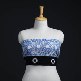 Blue - woollen sanganeri blouse piece 68 - handcrafted