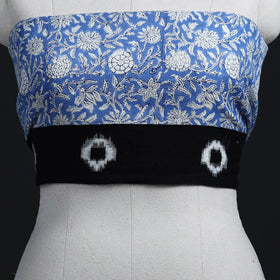 Blue - woollen sanganeri blouse piece 68 - handcrafted