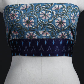 Blue - woollen sanganeri blouse piece 69 - handcrafted