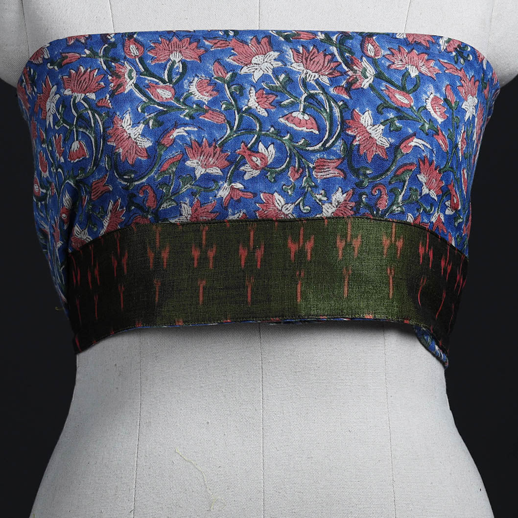 Blue - woollen sanganeri blouse piece 71 - handcrafted