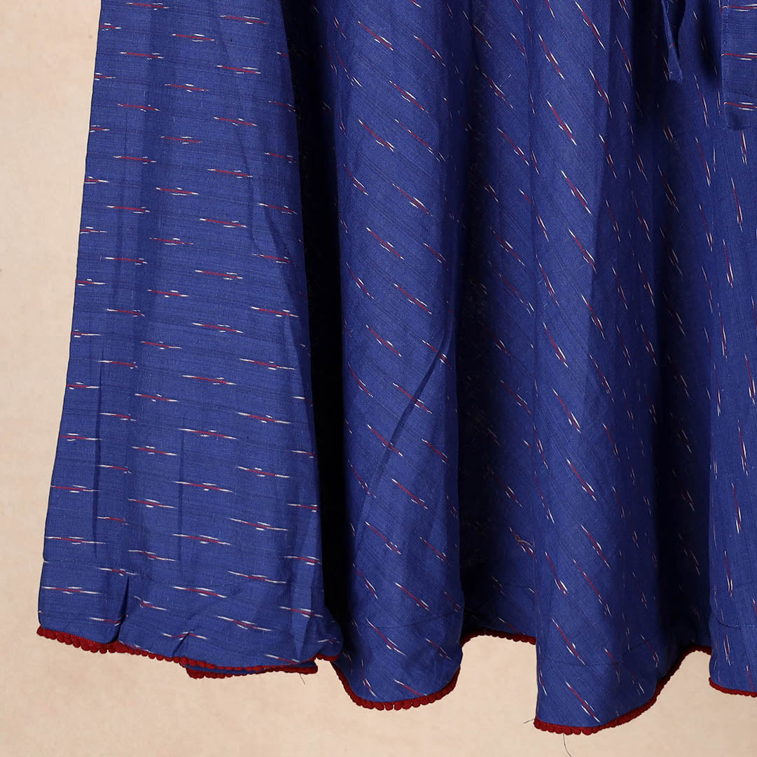 Blue Wrap Around Cotton Pochampally Ikat Skirt