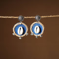 Blue Zahira Jute Fabart Handmade Earrings