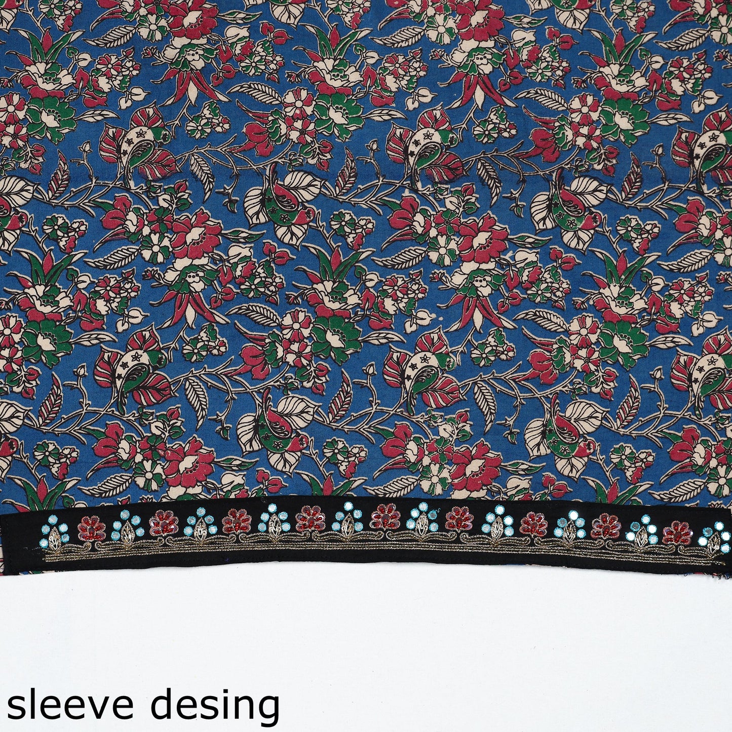 Blue - zardozi hand embroidered kalamkari cotton blouse