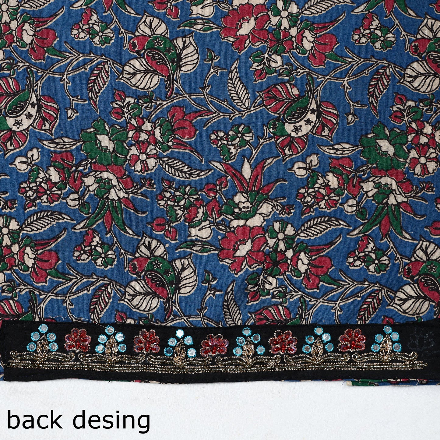 Blue - zardozi hand embroidered kalamkari cotton blouse