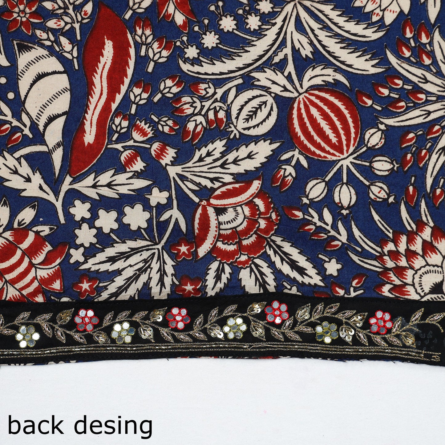 Buy Zardozi Hand Embroidered Kalamkari Cotton Blouse Piece 08 Online at iTokri.com