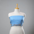 Blue Zardozi Hand Embroidery Cotton Plain Blouse Piece