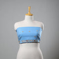Blue - zardozi hand embroidery cotton plain blouse piece 21