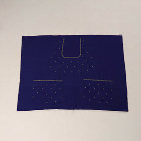 Blue - zardozi hand embroidery slub silk plain blouse piece