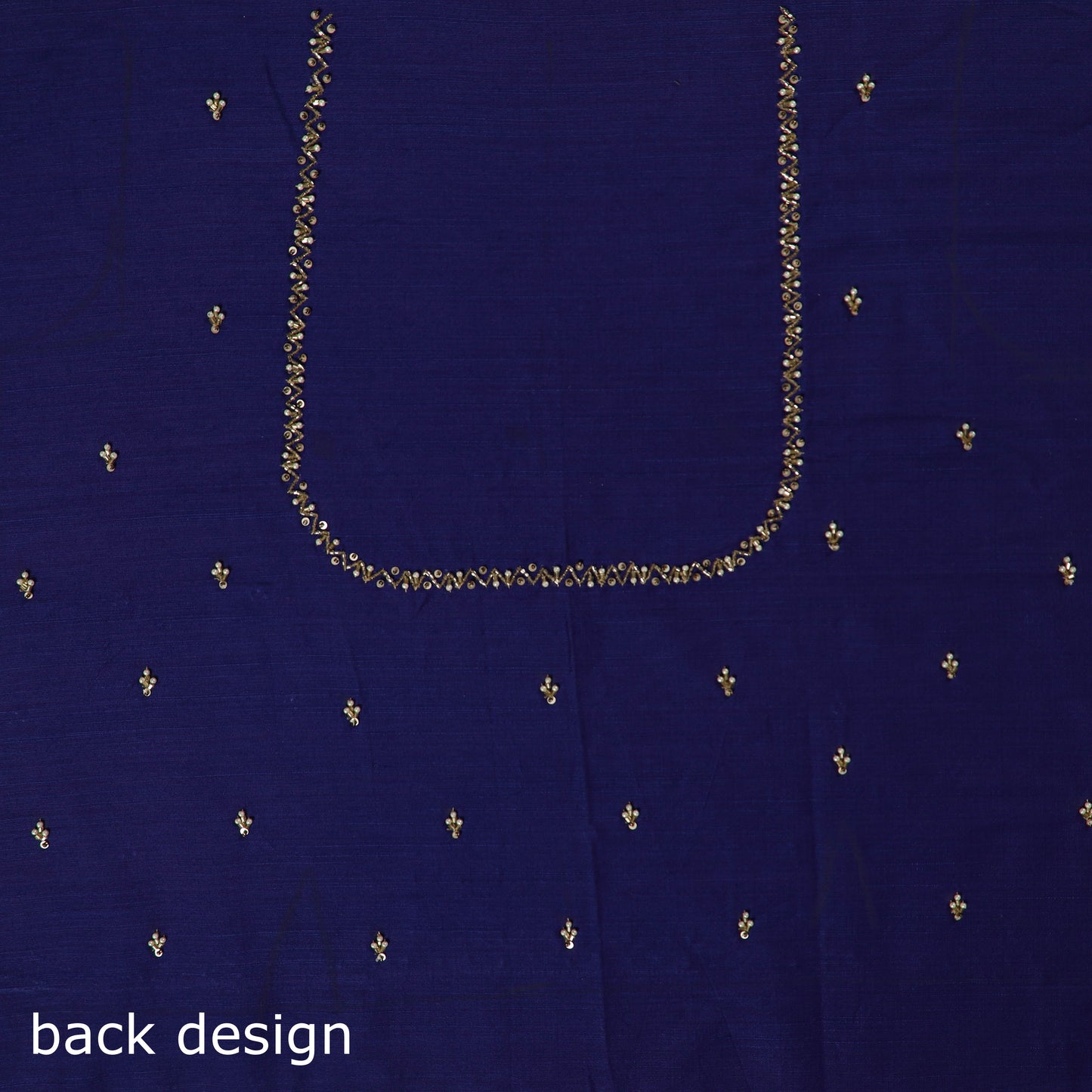 Blue - zardozi hand embroidery slub silk plain blouse piece