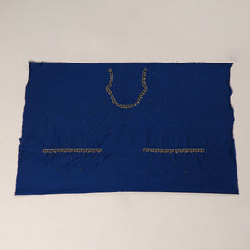 Blue - zardozi hand embroidery slub silk plain blouse piece