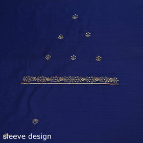 Blue - zardozi hand embroidery slub silk plain blouse piece