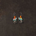 Blue - zareen german silver jhumki earrings with wooden