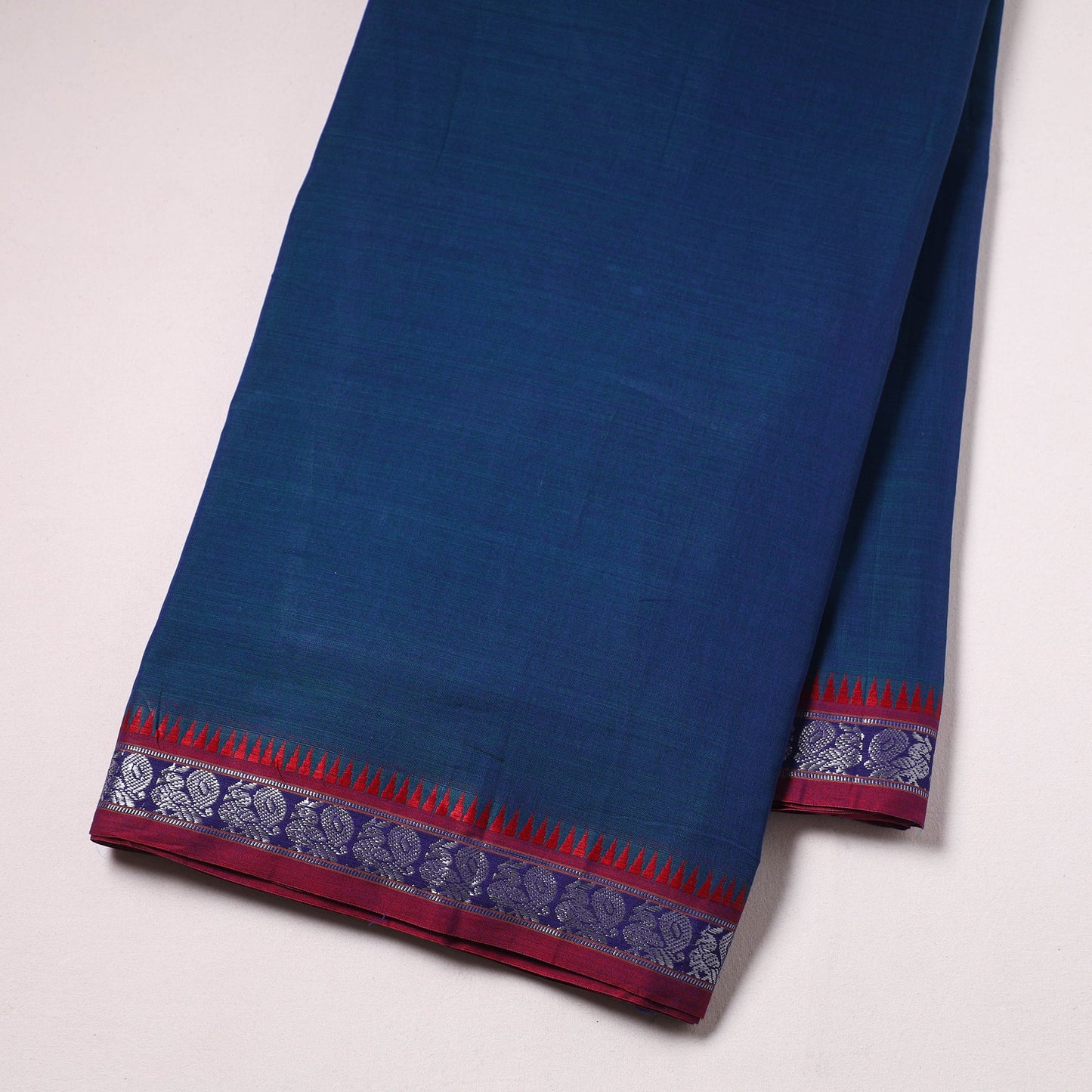 Blue Zari Border Dharwad Cotton Fabric