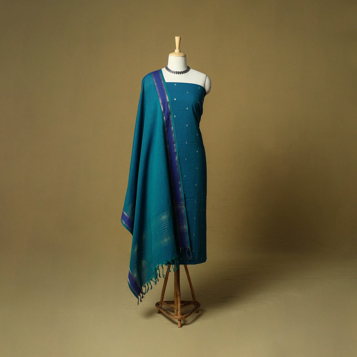 Zari buti jacquard cotton 3pc unstitched dress material 57