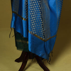 Blue - zari work banarasi silk dupatta 23 - handcrafted