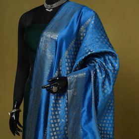 Blue - zari work banarasi silk dupatta 23 - handcrafted
