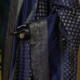 Blue - zari work banarasi silk dupatta 24 - handcrafted