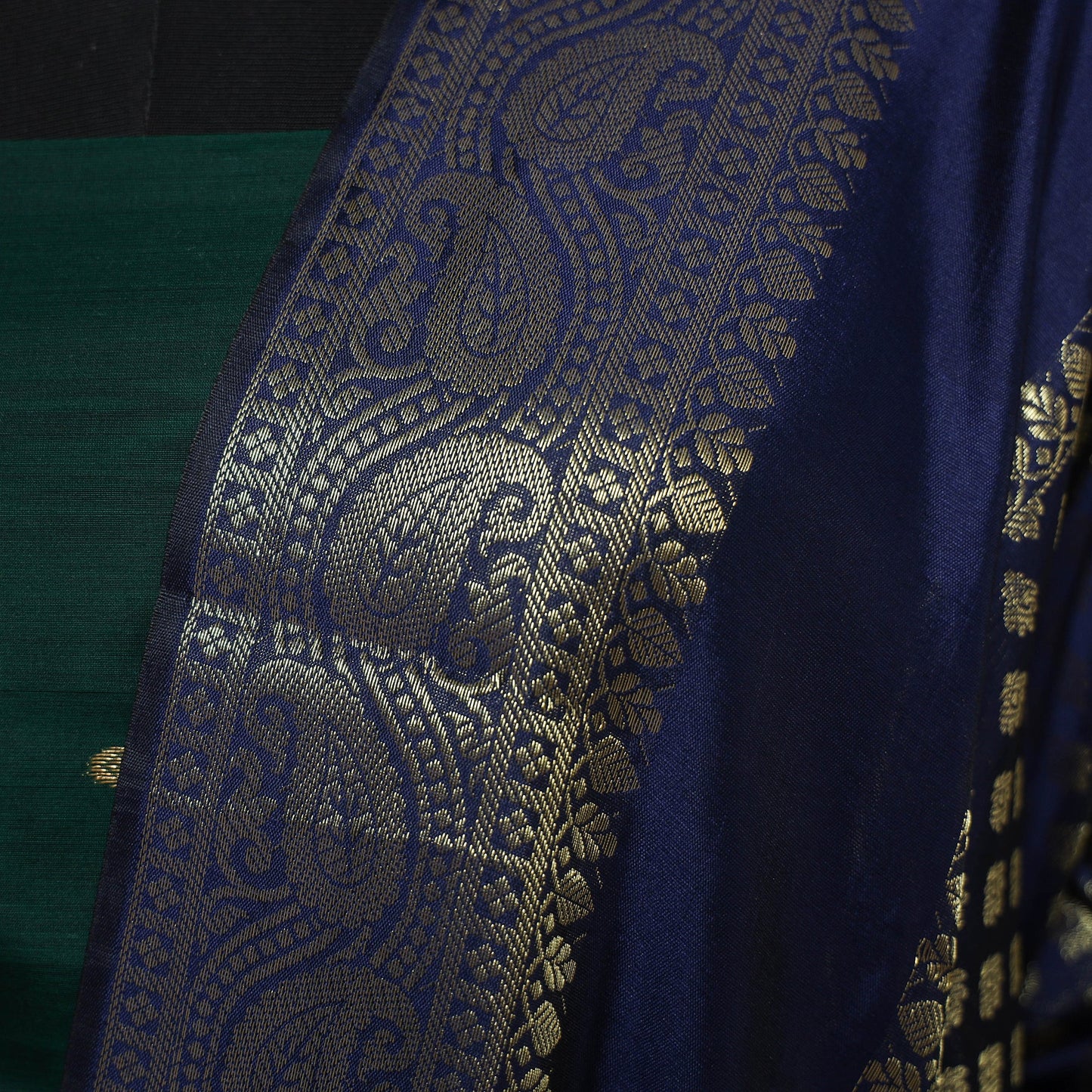 Blue - zari work banarasi silk dupatta 24 - handcrafted