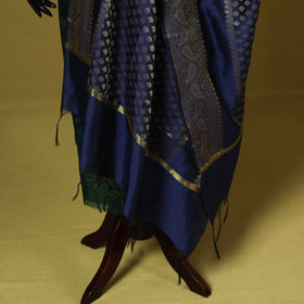 Blue - zari work banarasi silk dupatta 24 - handcrafted