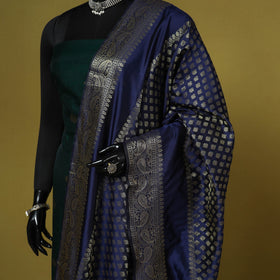 Blue - zari work banarasi silk dupatta 24 - handcrafted