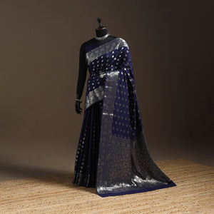 Zari work chiniya silk banarasi saree 15 - handcrafted