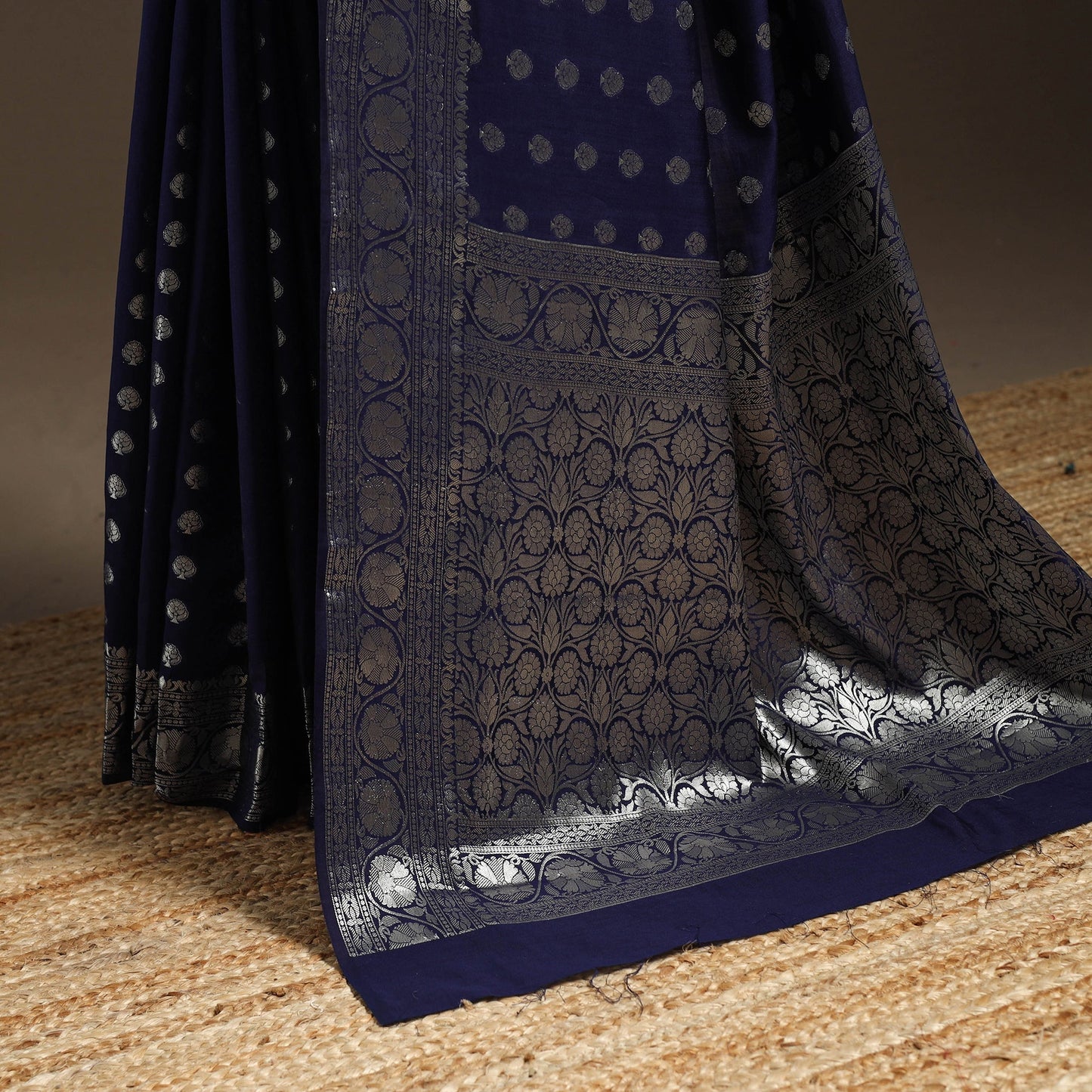 Zari work chiniya silk banarasi saree 15 - handcrafted
