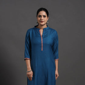 Blue - Zoohi Plain Merino Woolen Kurta