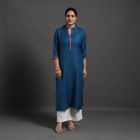 Blue - Zoohi Plain Merino Woolen Kurta