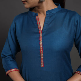 Blue - Zoohi Plain Merino Woolen Kurta