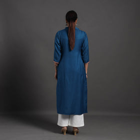 Blue - Zoohi Plain Merino Woolen Kurta