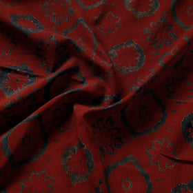  Bold Red Block Print Cotton Ajrakh Fabric