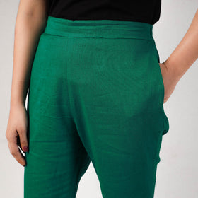 Bottle Green - Cotton Tapered Casual Pant for Women