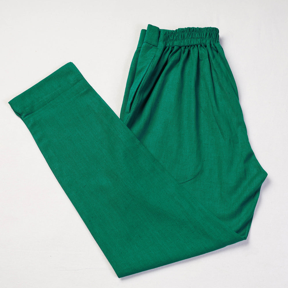 Bottle Green - Cotton Tapered Casual Pant for Women