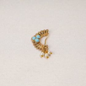  Brass Base Oxidised Antique Gold Finish Maharashtrian Nose Clip-on 