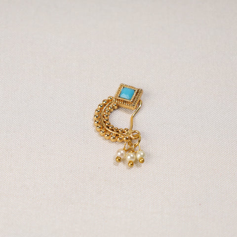  Brass Base Oxidised Antique Gold Finish Maharashtrian Nose Clip-on 