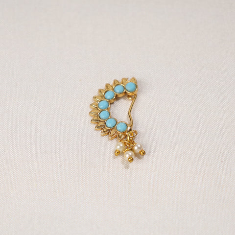  Brass Base Oxidised Antique Gold Finish Maharashtrian Nose Clip-on 