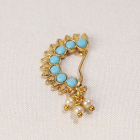  Brass Base Oxidised Antique Gold Finish Maharashtrian Nose Clip-on 