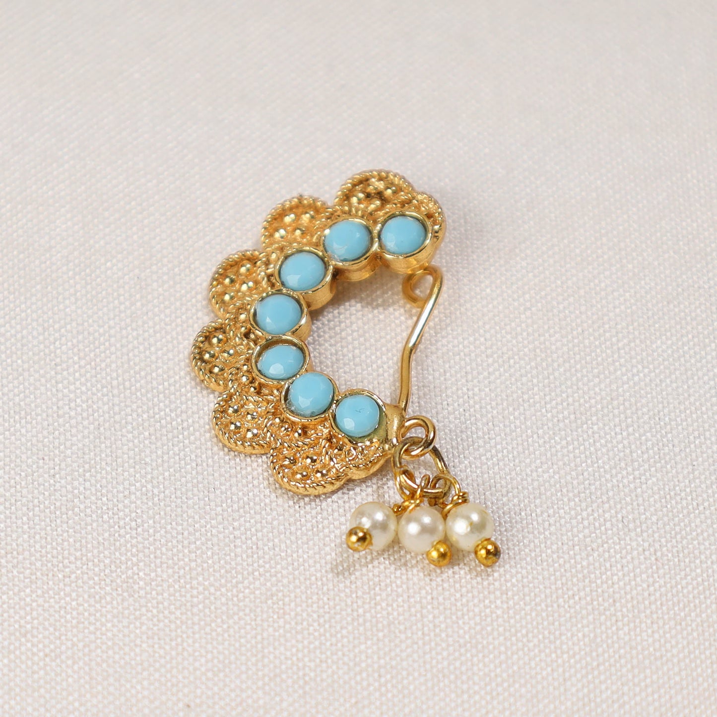  Brass Base Oxidised Antique Gold Finish Maharashtrian Nose Clip-on 