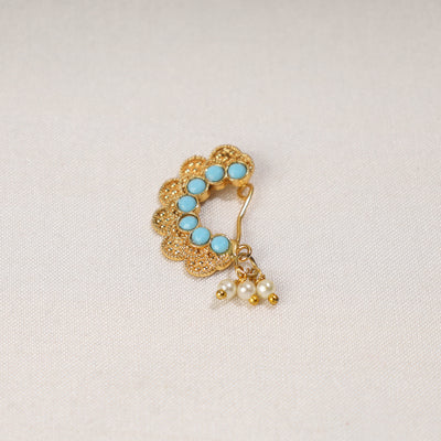  Brass Base Oxidised Antique Gold Finish Maharashtrian Nose Clip-on 