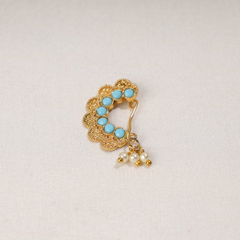  Brass Base Oxidised Antique Gold Finish Maharashtrian Nose Clip-on 