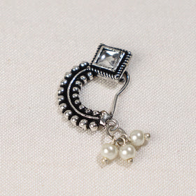  Brass Base Oxidised Antique Silver Finish Maharashtrian Nose Clip-on 