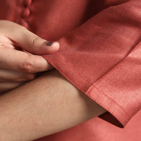 Brick red tussar silk plain kurta - handcrafted