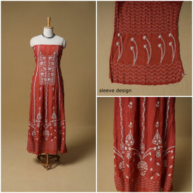 Lucknowi Chikankari Heavy Beadwork Mul Chanderi Semi Stitched Dress Material: Kurta with Dupatta 02